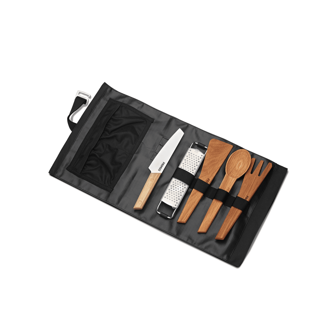 CampFire Prep Set | 3 Oak Utensils, Stainless Grater & Knife